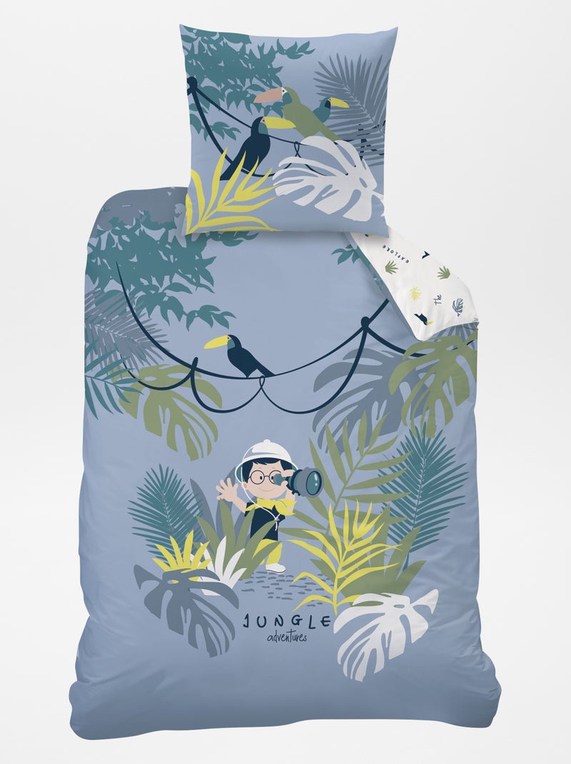 Parure de lit 1 personne réversible Bleu - Kiabi