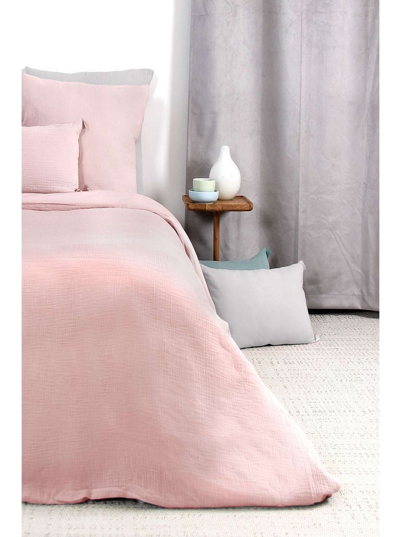 Parure de lit 1 place en double gaze de coton Rose - Kiabi