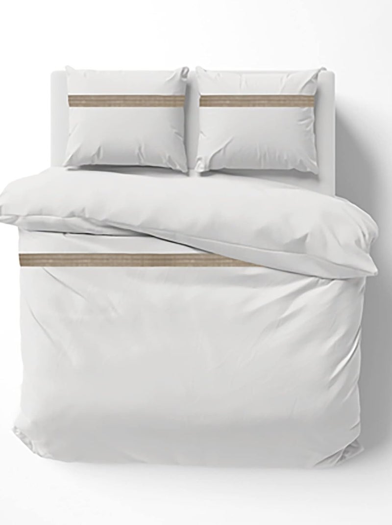 Parure de lit 100% Coton 3 pièces – Housse de Couette + Taies d’Oreillers Laly Blanc - Kiabi