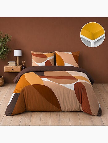 Parure de lit 100% coton 42 fils boogie + drap housse 140 x 190 cm