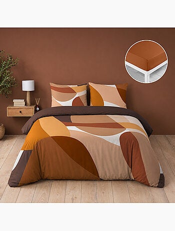 Parure de lit 100% coton 42 fils boogie + drap housse 140 x 190 cm
