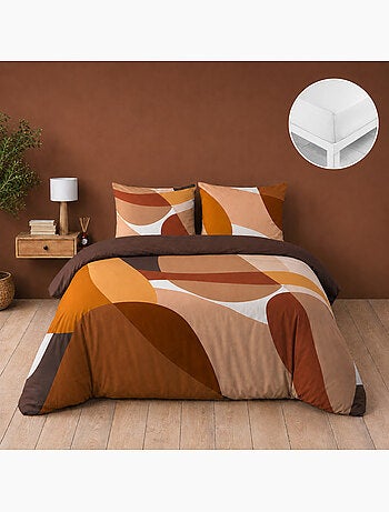 Parure de lit 100% coton 42 fils boogie + drap housse 160 x 200 cm