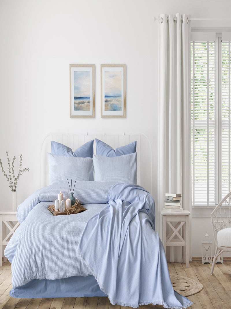 Parure de lit  100% coton Bleu - Kiabi