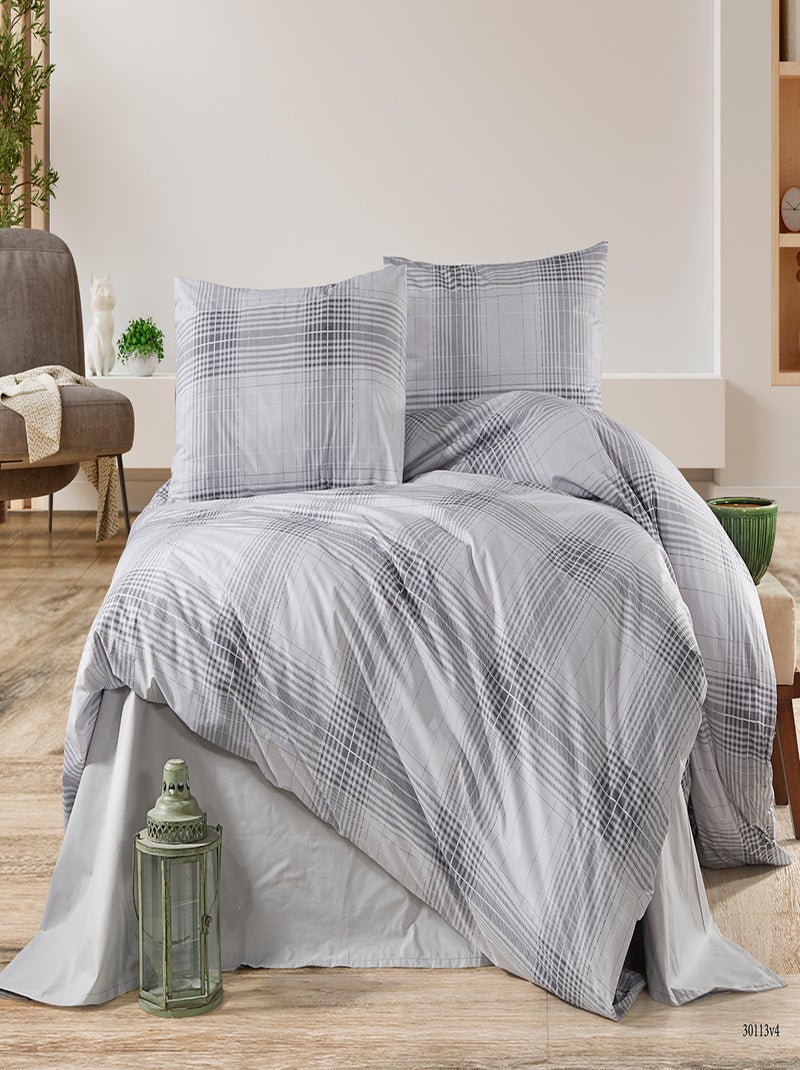 Parure de lit  100% coton Gris - Kiabi