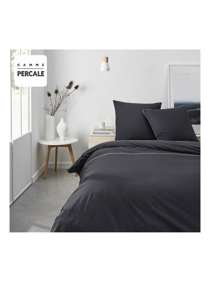 Parure de lit 100% Coton – Housse de Couette Prestige + Taies d’Oreillers 63x63cm – Luxury Lace gris anthracite - Kiabi