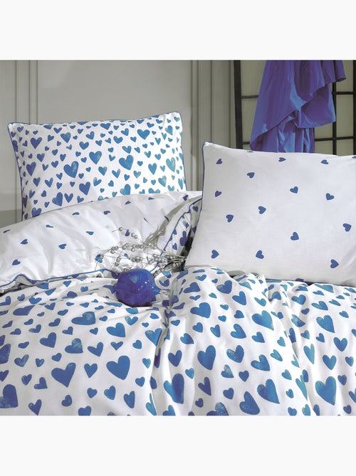 Parure de lit 100% Coton imprimé "Amour Bleu " - Kiabi Parure de lit 100% Coton imprimé "Amour Bleu " - Kiabi