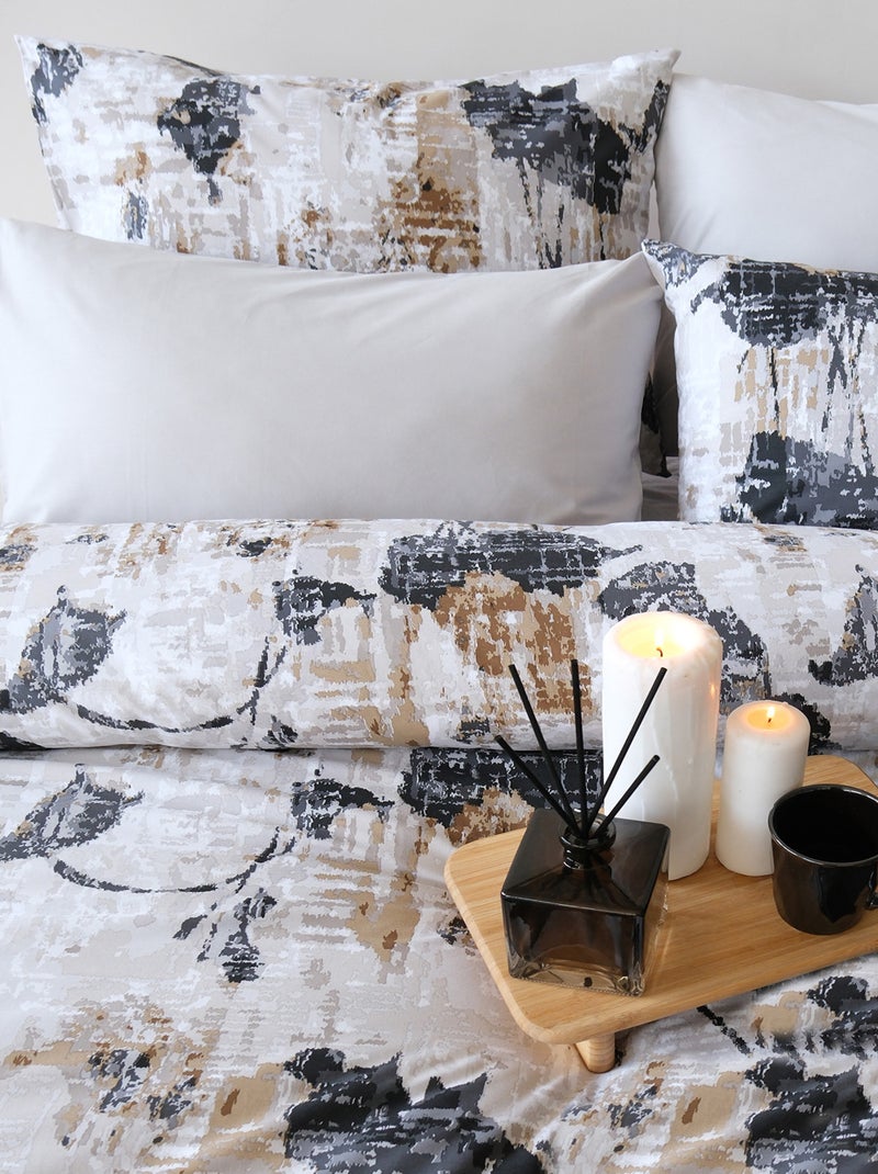 Parure de lit 100% coton imprimé "Andora" Noir - Kiabi