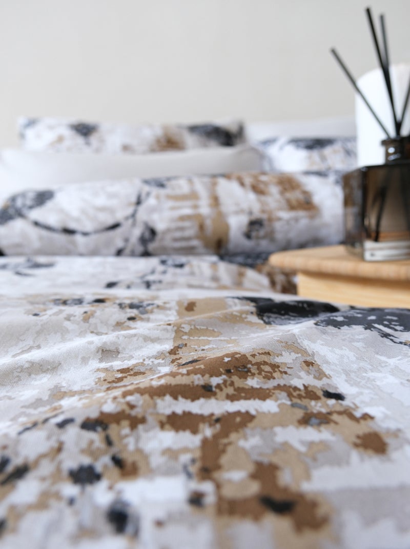 Parure de lit 100% coton imprimé "Andora" Noir - Kiabi