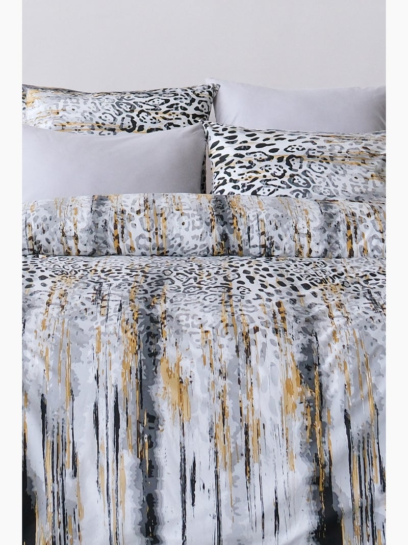 Parure de lit 100% coton imprimé "Argento" Noir - Kiabi