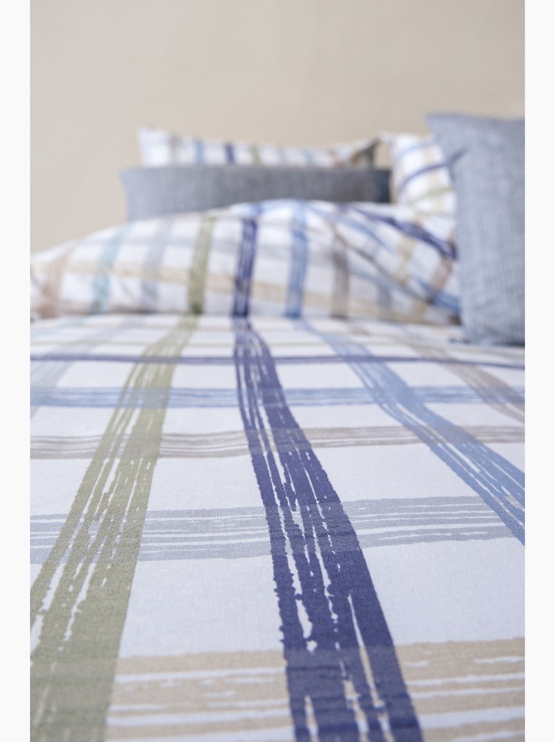 Parure de lit 100% coton imprimé "Jody" Bleu - Kiabi