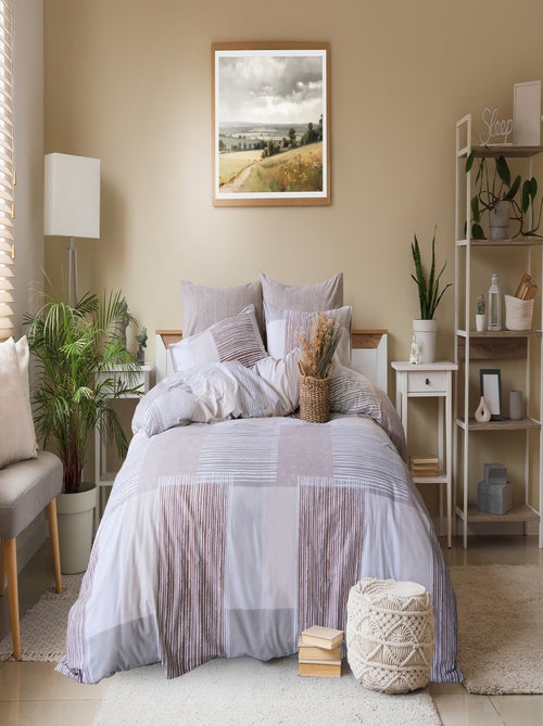 Parure de lit 100% coton imprimé "Latte" - Kiabi