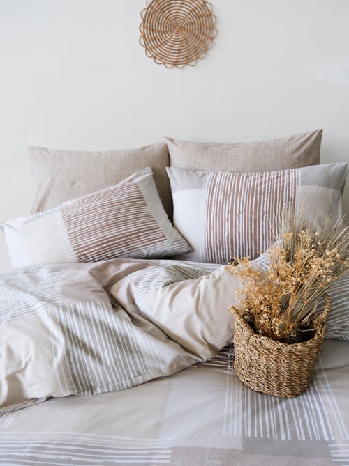 Parure de lit 100% coton imprimé "Latte" - Kiabi