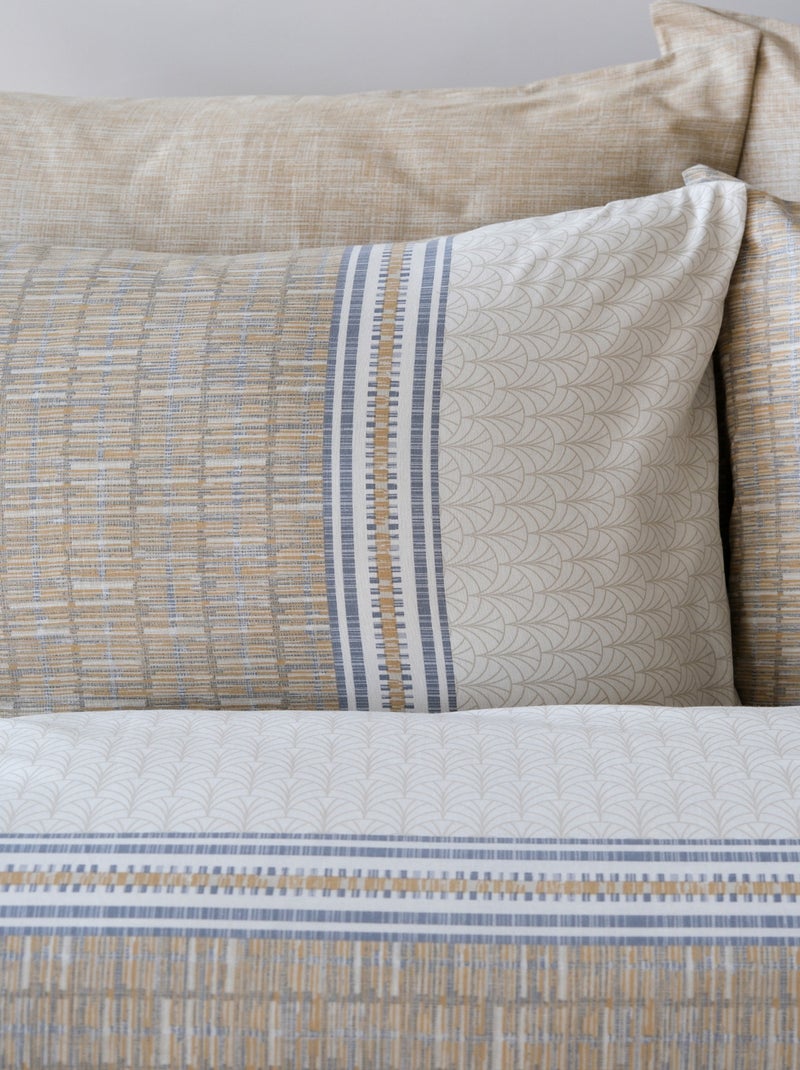 Parure de lit 100% coton imprimé "Milet" Beige - Kiabi