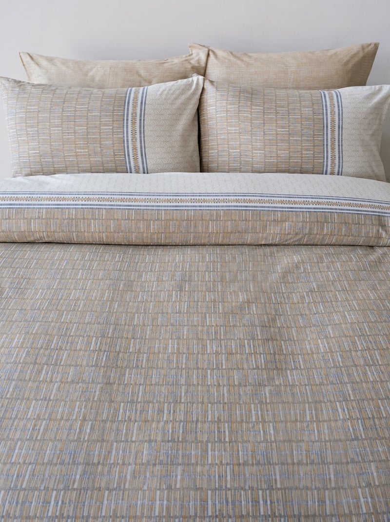 Parure de lit 100% coton imprimé "Milet" Beige - Kiabi