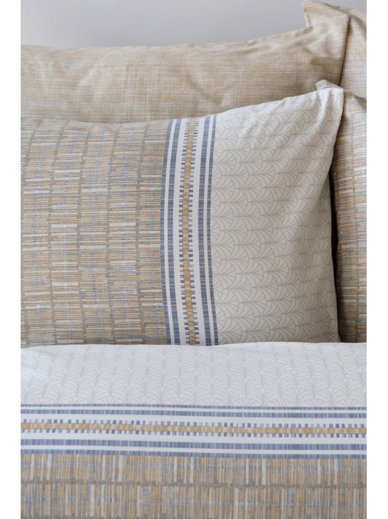 Parure de lit 100% coton imprimé "Milet" Beige - Kiabi