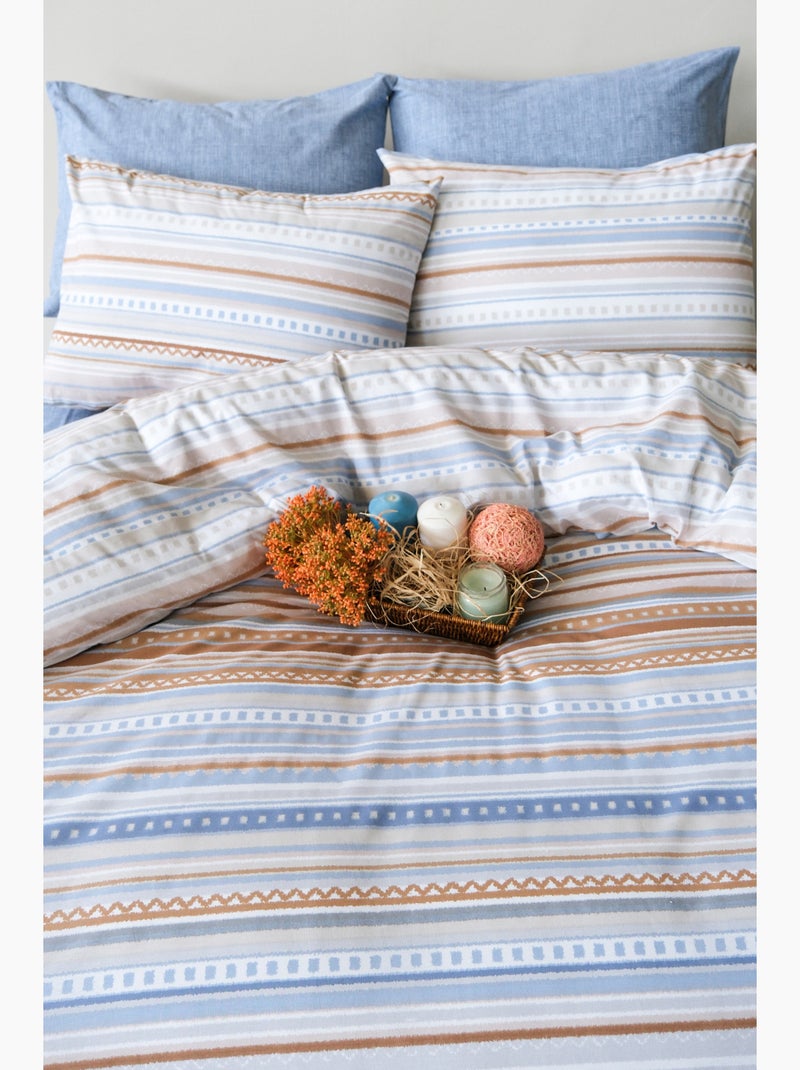 Parure de lit 100% coton imprimé "Scala" Bleu - Kiabi