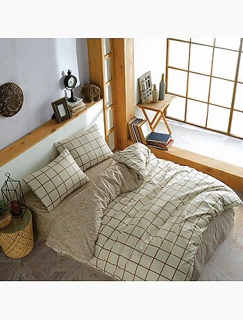 Parure housse de couette 100% coton Imprimée carreaux - Kare