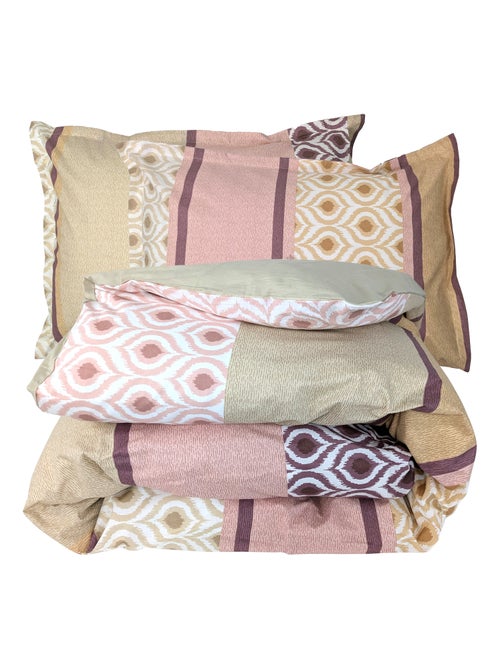 Parure de lit 100% coton INOUK rose/beige Taie 50x70 cm - Kiabi