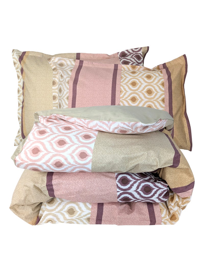 Parure de lit 100% coton INOUK rose/beige Taie 50x70 cm Beige - Kiabi
