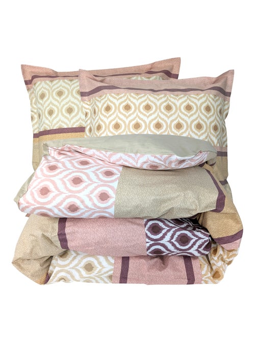 Parure de lit 100% coton INOUK rose/beige Taie 65x65 cm - Kiabi