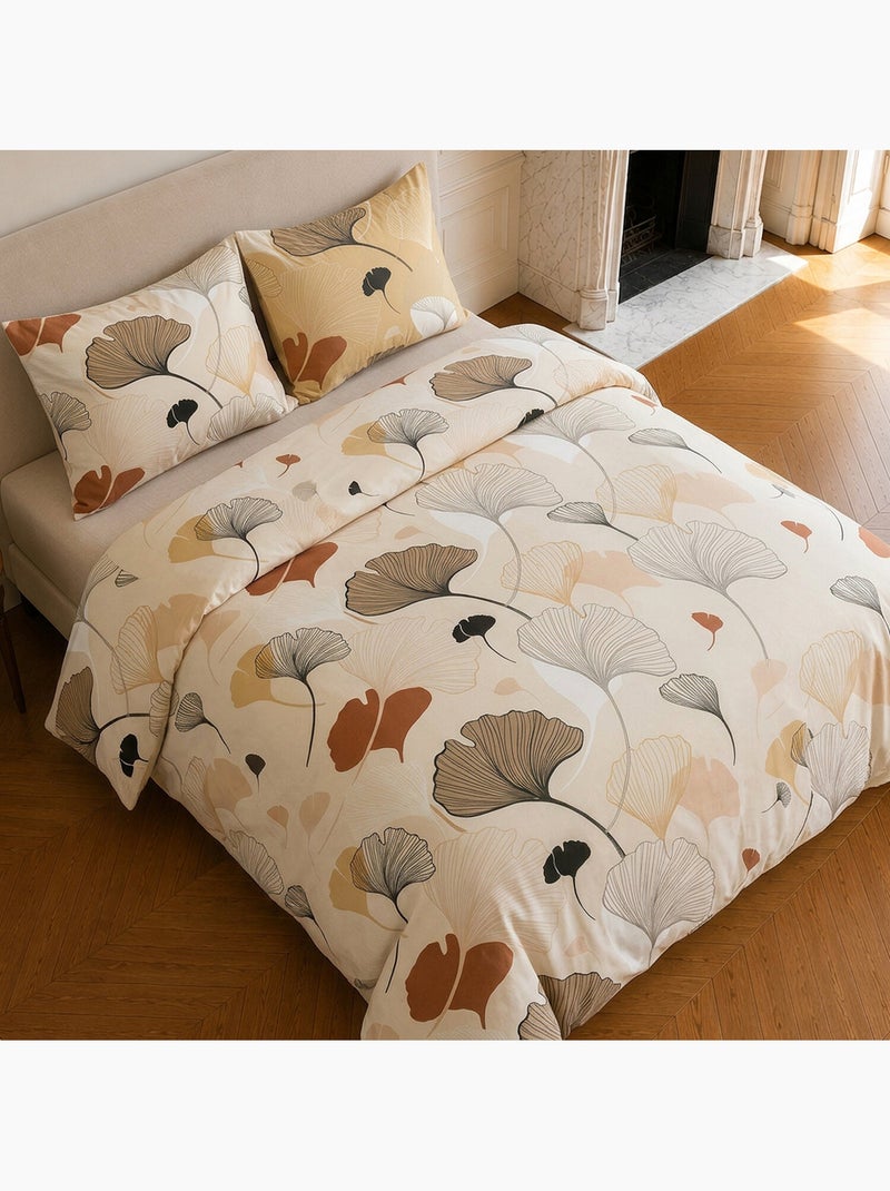 Parure de lit 100% coton motif floral, minkly Beige - Kiabi