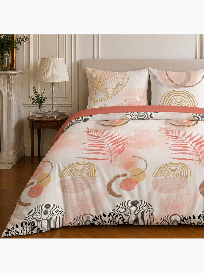 Parure de lit 100% coton motif floral, terracotta Terracotta - Kiabi