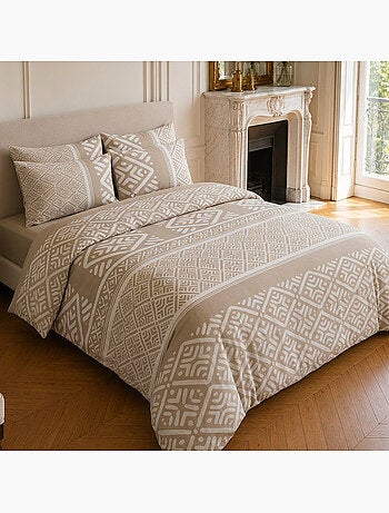 Parure de lit 100% coton motif géométrique, boho