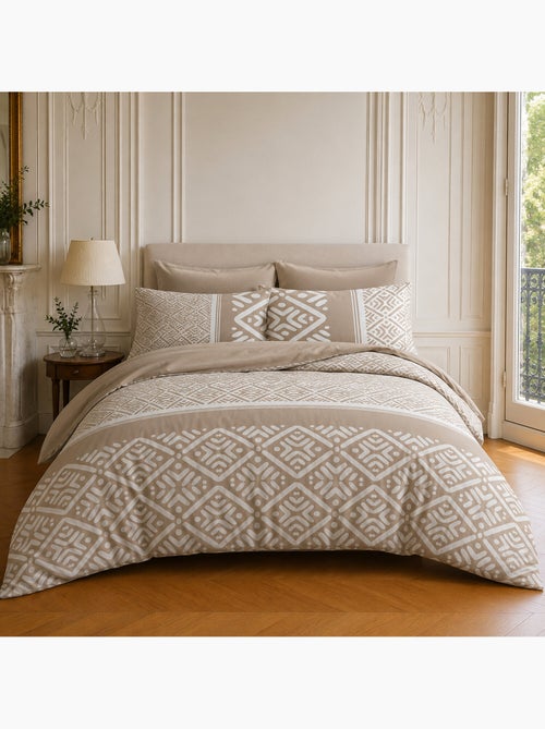 Parure de lit 100% coton motif géométrique, boho - Kiabi Parure de lit 100% coton motif géométrique, boho - Kiabi