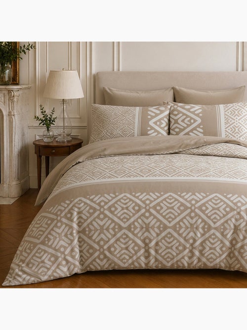 Parure de lit 100% coton motif géométrique, boho - Kiabi Parure de lit 100% coton motif géométrique, boho - Kiabi