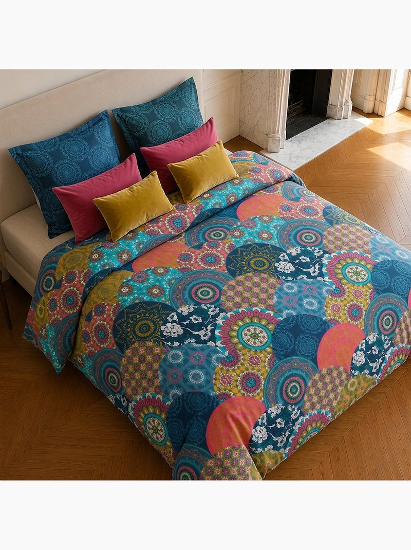 Parure de lit 100% coton motif géométrique, colorado Multicolore - Kiabi