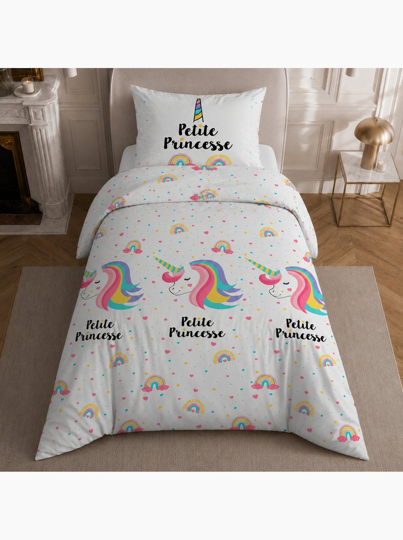 Parure de lit 100% coton motif géométrique, licorne Multicolore - Kiabi