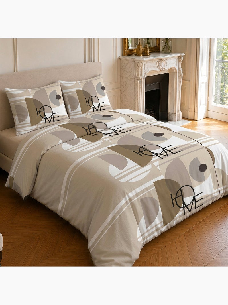 Parure de lit 100% coton motif géométrique, théodore home Beige - Kiabi