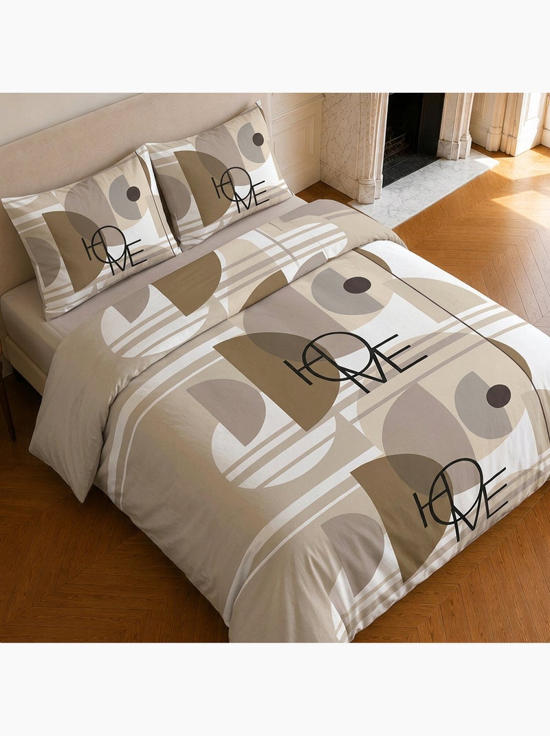 Parure de lit 100% coton motif géométrique, théodore home Beige - Kiabi
