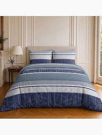 Parure de lit 100% coton motif géométrique, ulysse