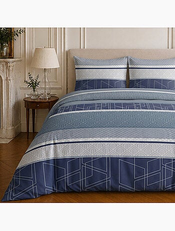 Parure de lit 100% coton motif géométrique, ulysse