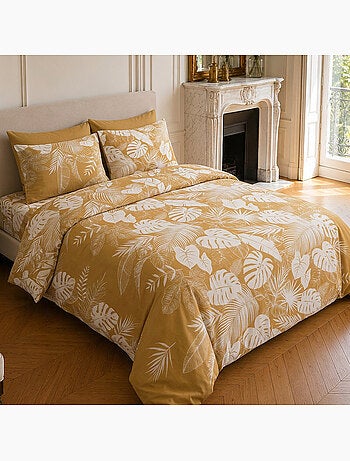 Parure de lit 100% coton motif tropical, leaves