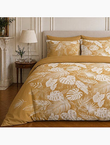 Parure de lit 100% coton motif tropical, leaves