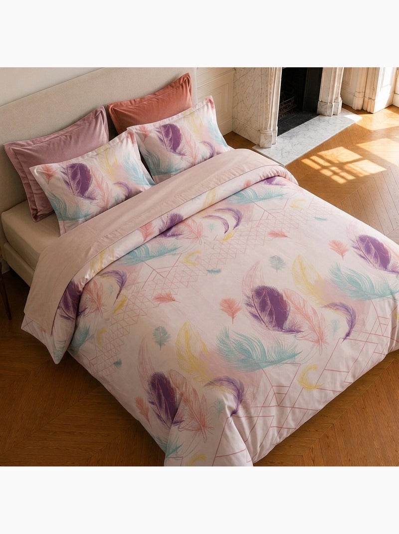 Parure de lit 100% coton motif tropical, paloma Vert d'eau - Kiabi