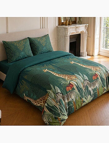 Parure de lit 100% coton motif tropical, zambi