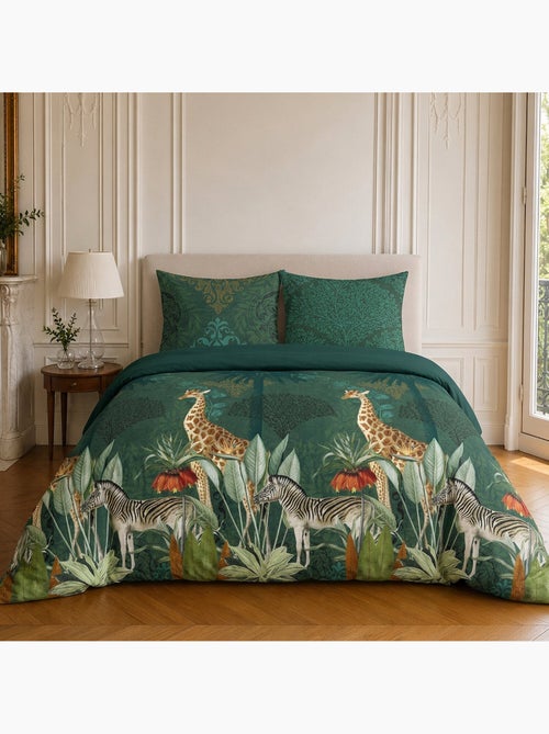 Parure de lit 100% coton motif tropical, zambi - Kiabi