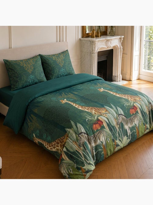 Parure de lit 100% coton motif tropical, zambi - Kiabi