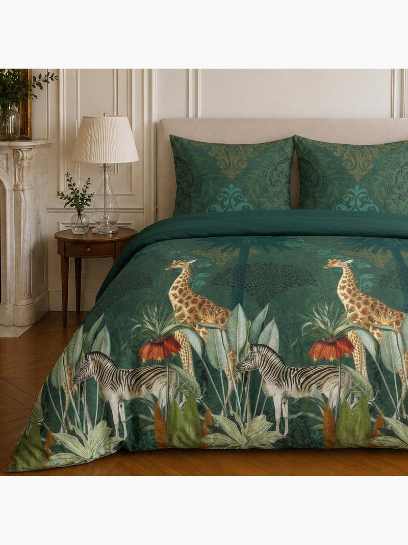 Parure de lit 100% coton motif tropical, zambi Vert - Kiabi