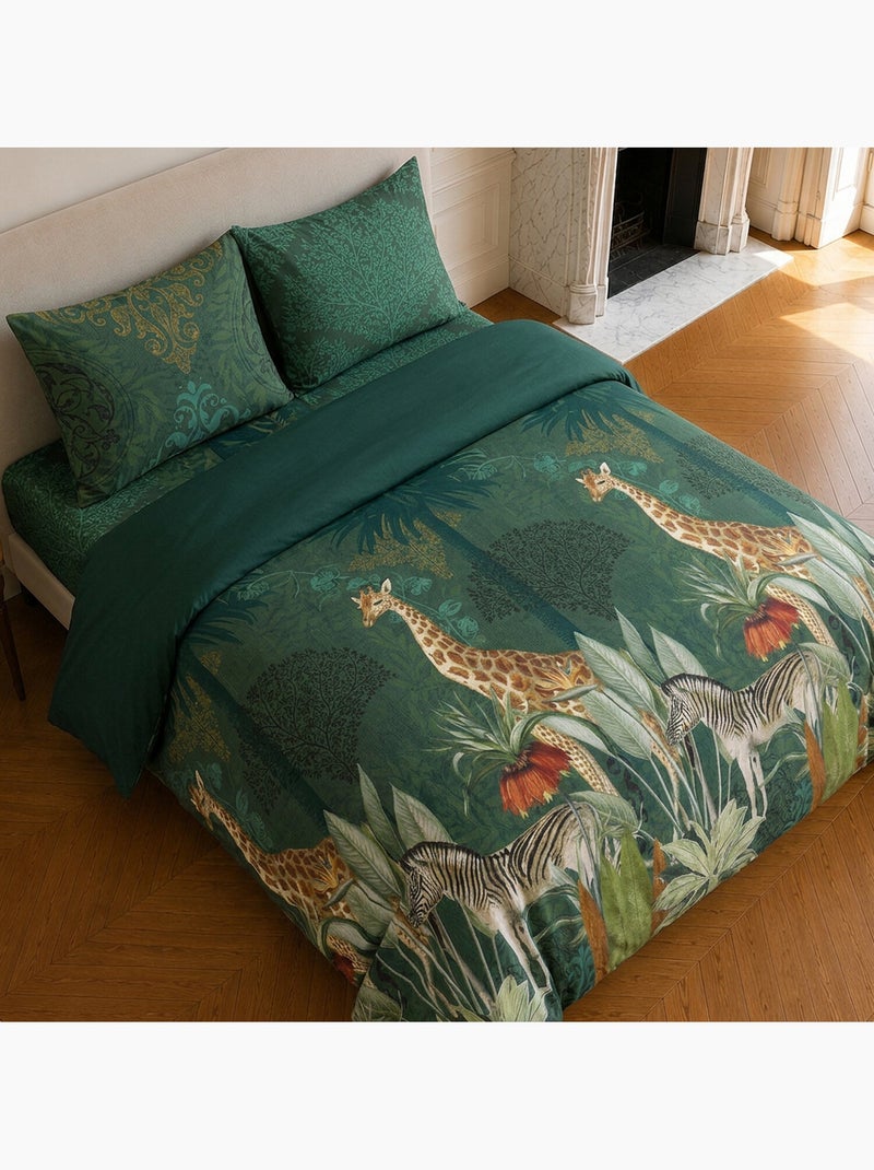 Parure de lit 100% coton motif tropical, zambi Vert - Kiabi
