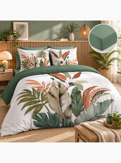 Parure de lit 100% coton romy avec drap-housse - Kiabi Parure de lit 100% coton romy avec drap-housse - Kiabi