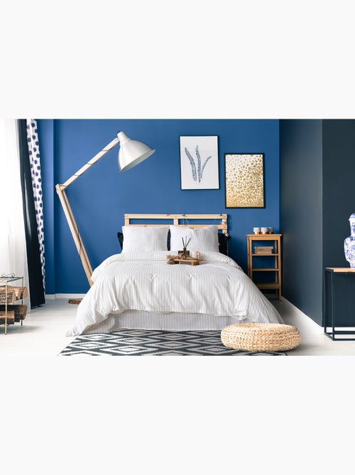 Parure de lit 100% coton tisse teint Bleu - Kiabi Parure de lit 100% coton tisse teint Bleu - Kiabi