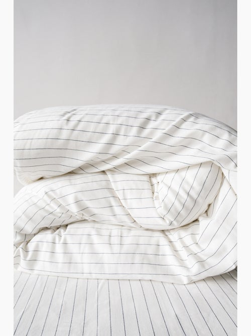 Parure de lit 100% coton tisse teint Bleu - Kiabi Parure de lit 100% coton tisse teint Bleu - Kiabi