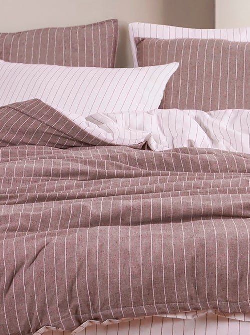 Parure de lit 100% coton tisse teint Marron - Kiabi