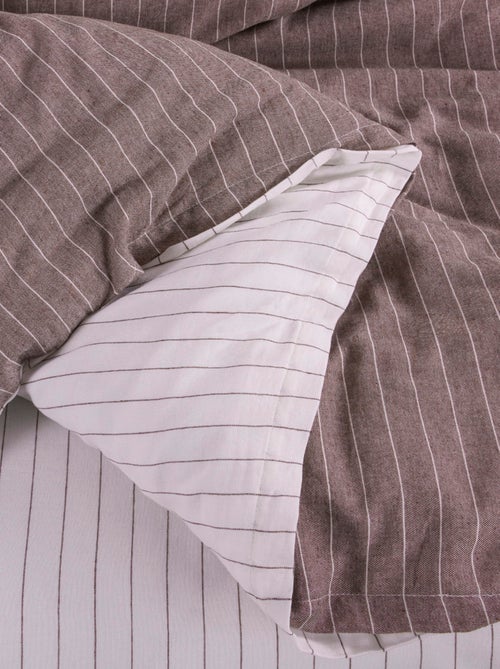 Parure de lit 100% coton tisse teint Marron - Kiabi