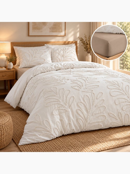 Parure de lit 100% coton tufté anouk + drap housse 140 x 190 cm - Kiabi Parure de lit 100% coton tufté anouk + drap housse 140 x 190 cm - Kiabi