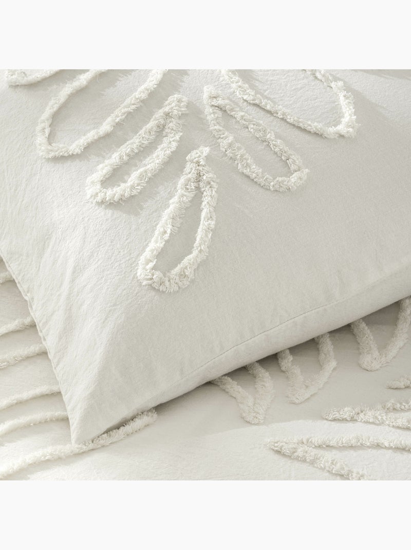 Parure de lit 100% coton tufté anouk + drap housse 140 x 190 cm Sable - Kiabi